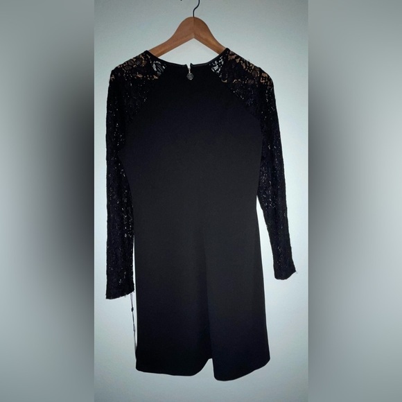 NWT Tommy Hilfiger Womens Black Lace Sleeves Mini Shift Dress Size 10 - Picture 4 of 8